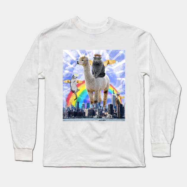 Angel Cats Surreal Collage Long Sleeve T-Shirt by Hmus